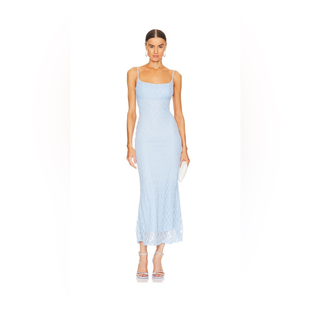 Bardot Adoni Mesh Midi Dress in Cornflower